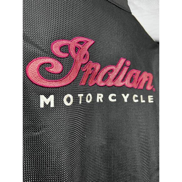 Indian Motorcycle Black Leather Armor Mesh Biker Riding Zip Up Jacket 2XL - Picture 5 of 12